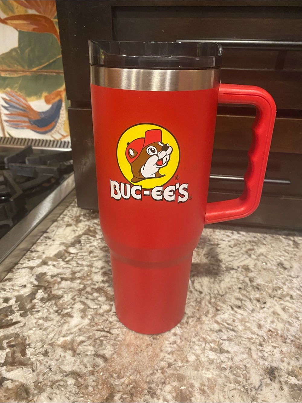 Buc-ee's Red Insulated Travel Mug with Handle